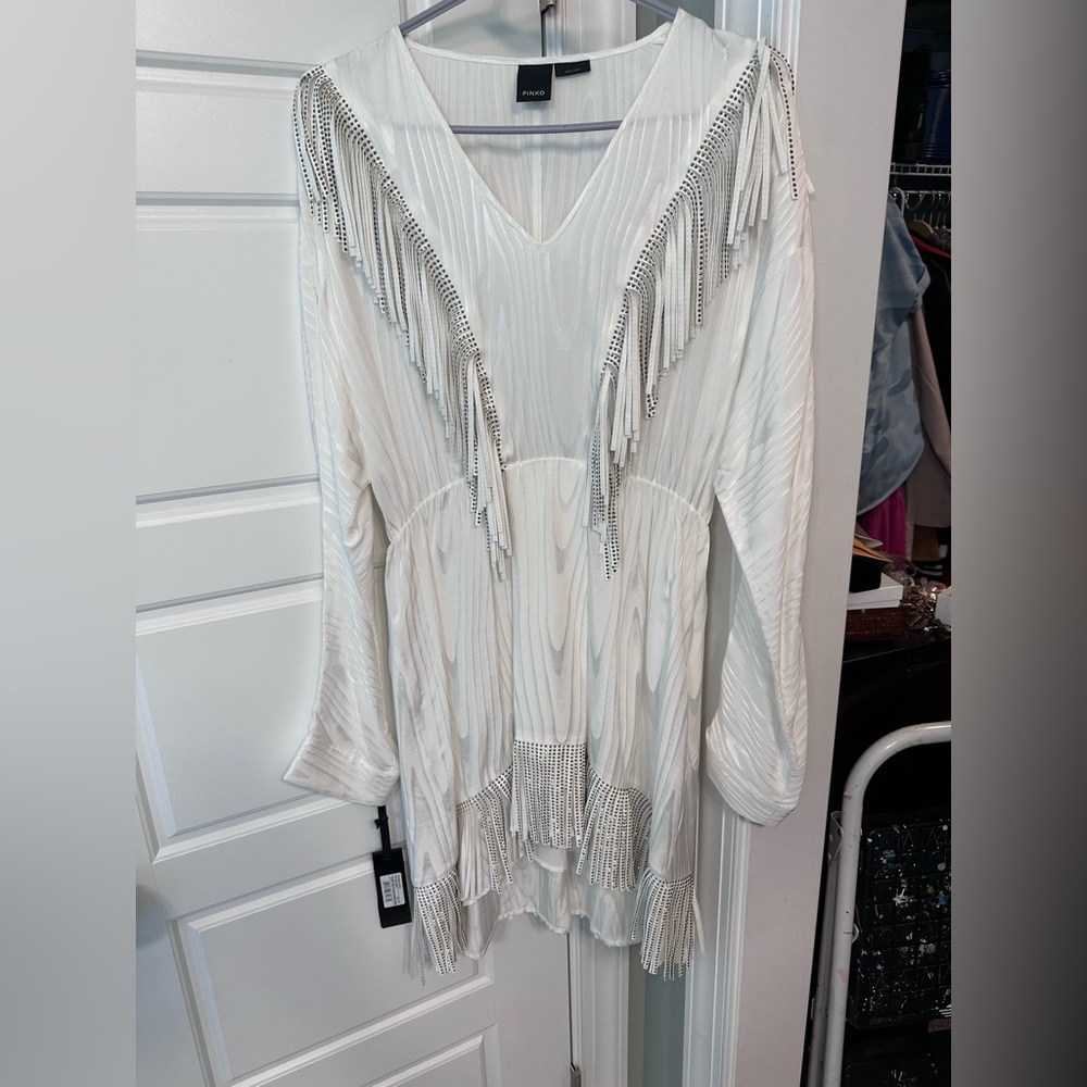 Pinko fringe dress size 46